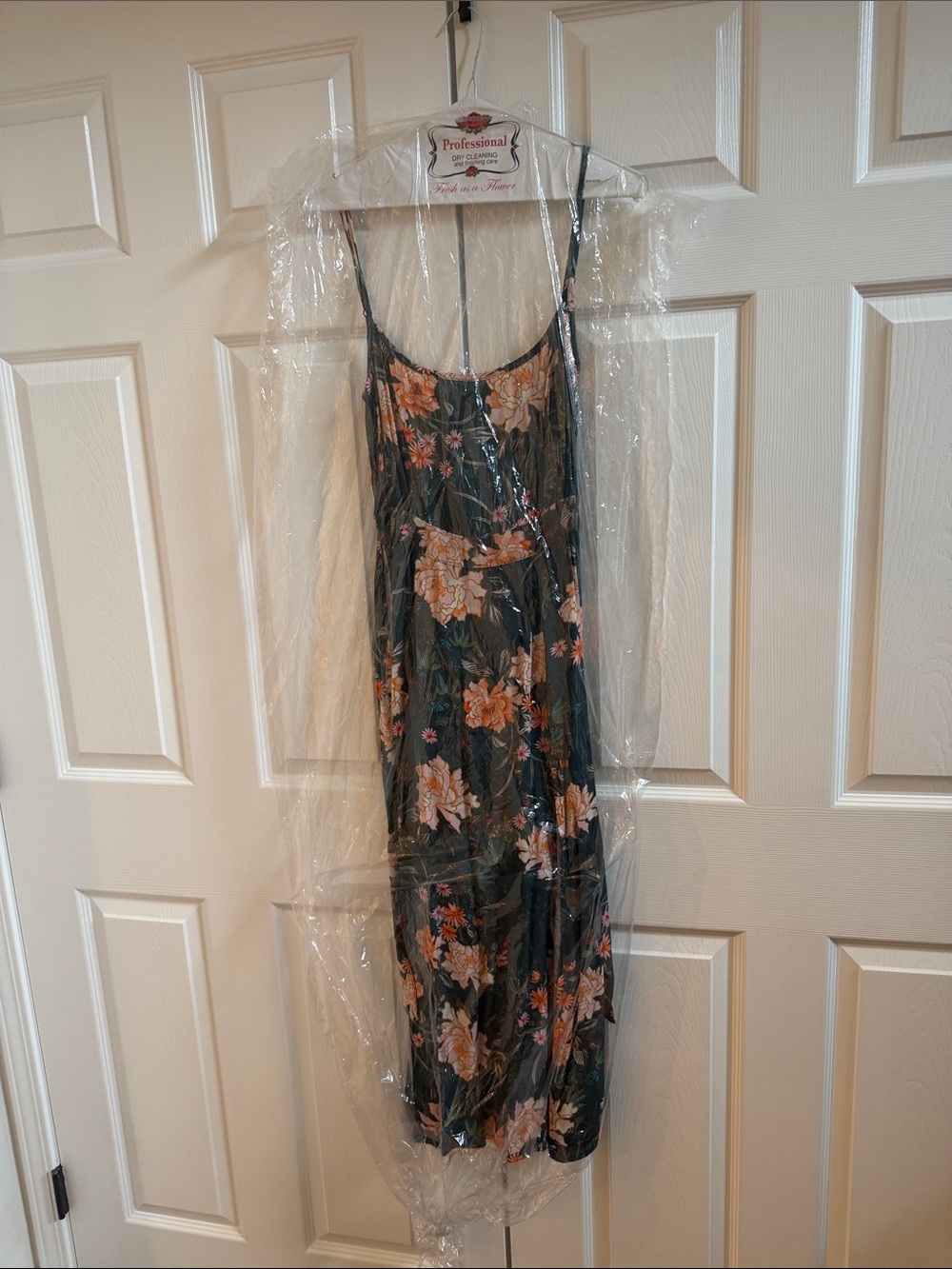 Flynn Skye Floral Maxi Dress in Dark Green with Pink & Orange Blossoms